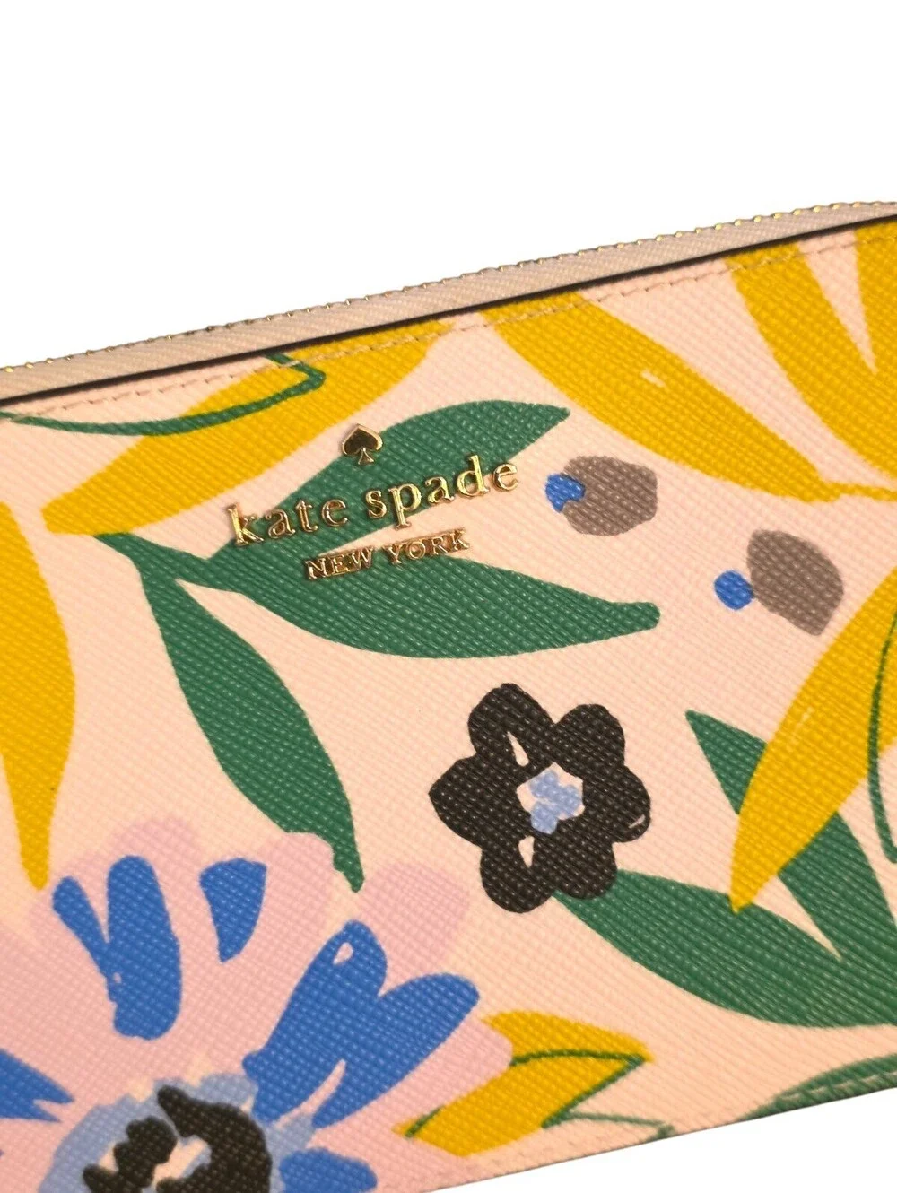 Kate Spade Floral Wristlet Wallet Pink Blue Yellow Flowers